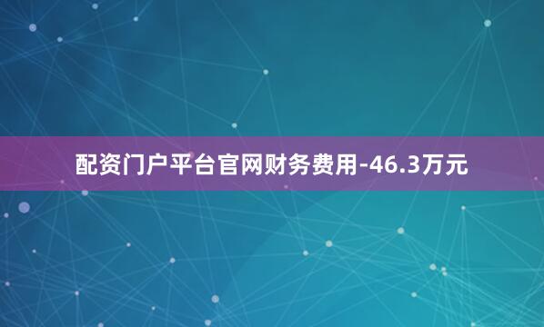 配资门户平台官网财务费用-46.3万元
