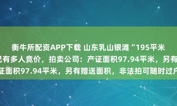 衡牛所配资APP下载 山东乳山银滩“195平米复式房”1万元起拍，已有多人竞价，拍卖公司：产证面积97.94平米，另有赠送面积，非法拍可随时过户